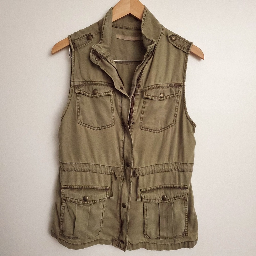 Max Jeans Olive Utility Vest